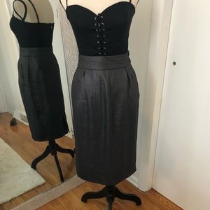 🥂 Jenni Kayne Metallic Midi Skirt, Formal Herringbone, Cocktail Pencil Skirt